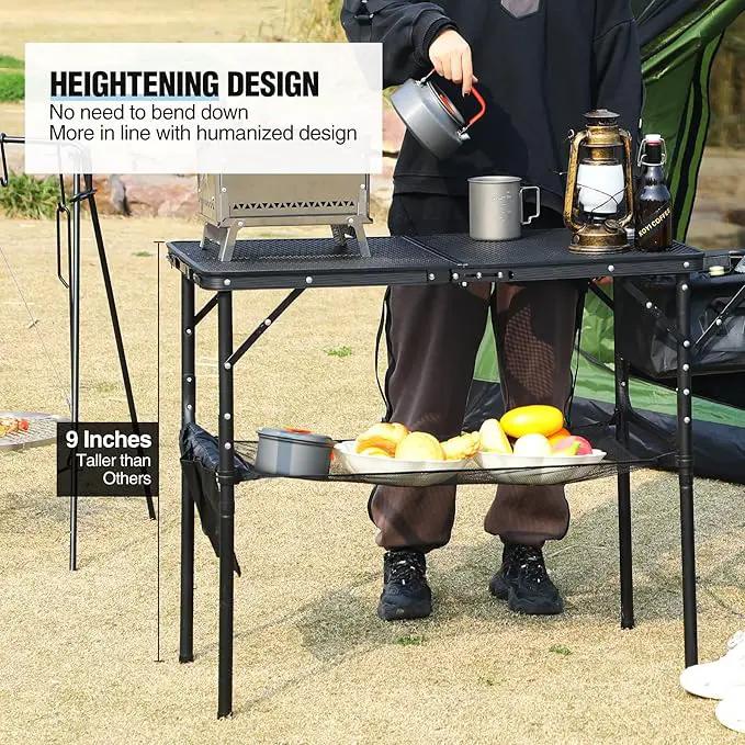 RedSwing Portable Grill Table with Sink for Outside, Aluminum Frame Folding Grill Stand Table for Outdoor Camping Picnic BBQ, Lightweight Adjustable Height, 36 x 20 x 31 Inches, Black by GreenHaven Gardens