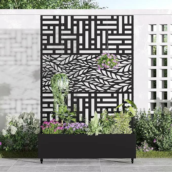 Casaphoria Metal Raised Garden Bed with Trellis and Wheels, 72"x47" Planter Box for Climbing Plants, Vines & Vegetables, Features Drainage Holes, Helen &Spring by GreenHaven Gardens