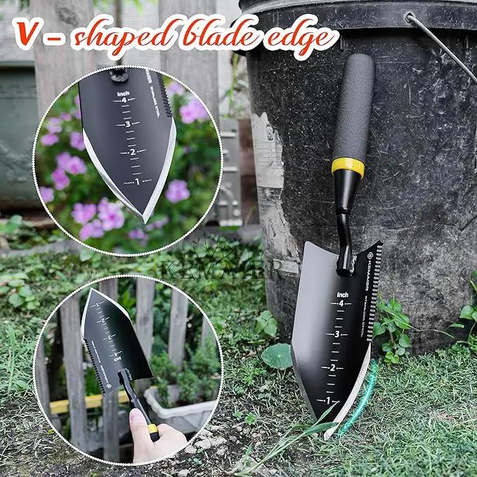 Heavy-Duty Trowel Garden Tool, Stainless Steel Serrated Hand Shovel for Effortless Digging, Weed Control, and Precise Bulb Planting by GreenHaven Gardens