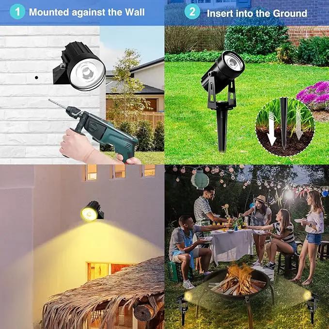 2W Solar Spotlights,T-SUNRISE IP65 Waterproof Outdoor Solar Lights Landscape Lighting Wall Light Auto On/ Off with 2 Warm White Dual Spot Headlamp for Tree,Patio, Yard, Garden by GreenHaven Gardens