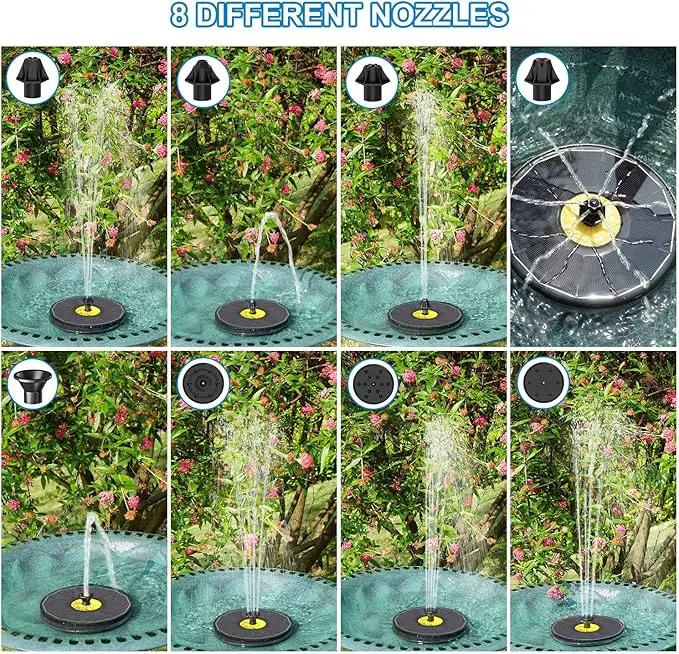 Solar Bird Bath Fountains,3.5W Glass Panel Solar Fountain Pump for Bird Bath No Battery,Solar Water Fountain Outdoor With 4 Fixed Pipes 7 Nozzles(Black) by GreenHaven Gardens