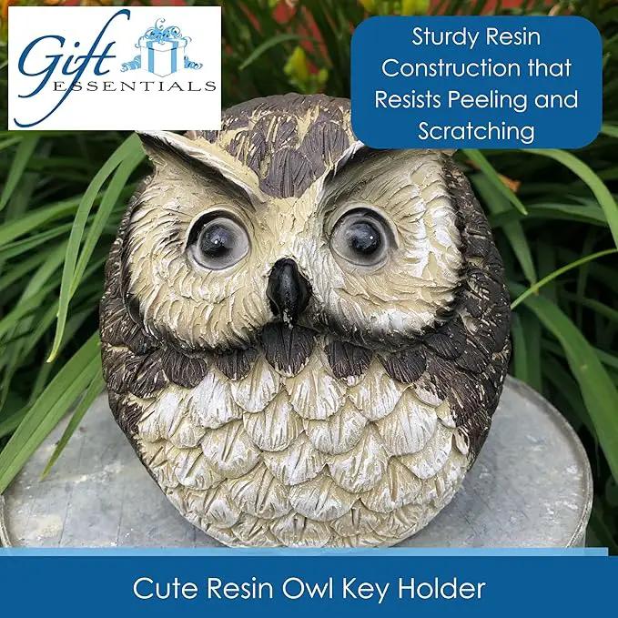 Stocky Owl Garden Decor Holds a Hidden Key Outside - Secret Magnetic Panel Key Hider by GreenHaven Gardens