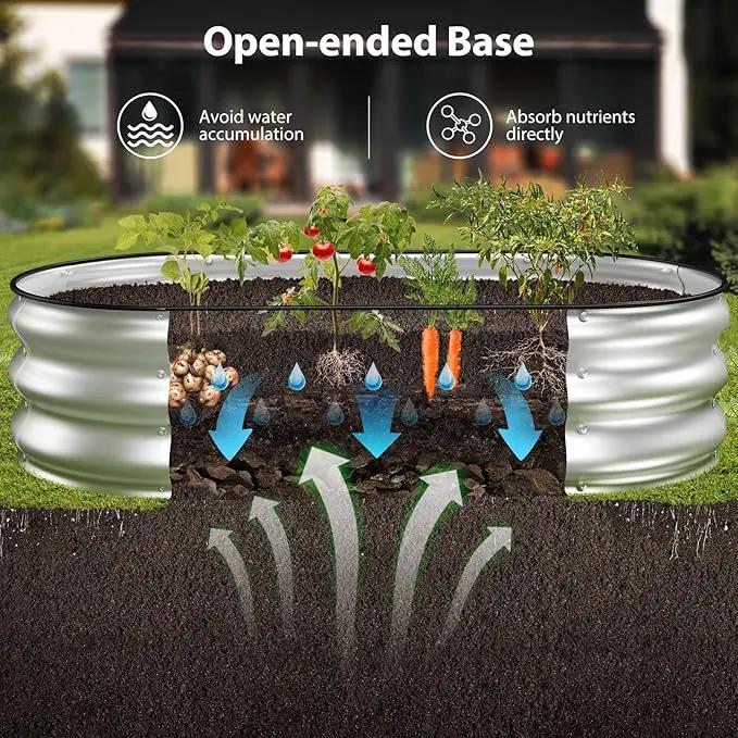 Raised Garden Bed Kit, 4x2x1 ft Galvanized Planter Box Outdoor with Safety Edging, Large Metal Raised Beds for Gardening Vegetables Flower Herb (Silver) by GreenHaven Gardens