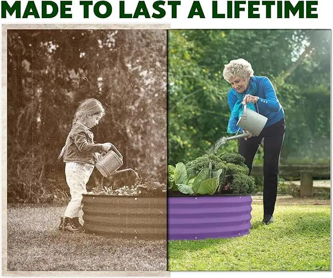 Round Galvanized Raised Garden Bed // 4×4×1 ft (2-Pack) Galvanized Raised Garden Beds Outdoor for Gardening, Vegetables, Flowers // Patented Tool-Free Design Round Planter (Purple) by GreenHaven Gardens