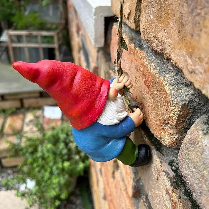 Hanging Gnome Garden Statue Decoration,Climbing Garden Gnomes Statue Figurine Ornament for Indoor Outdoor Home Garden Decor by GreenHaven Gardens