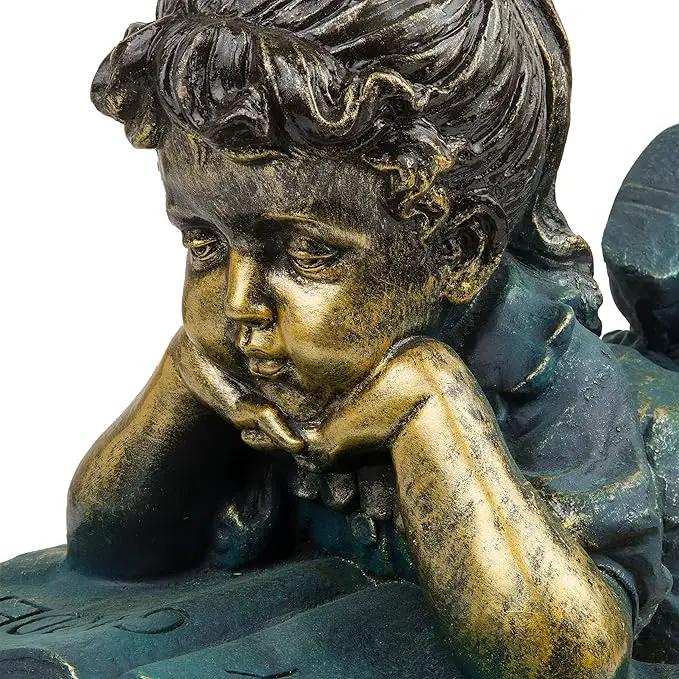 Alpine Corporation 16" Tall Indoor/Outdoor Girl Laying Down Reading Book Statue Set Yard Art Decoration by GreenHaven Gardens