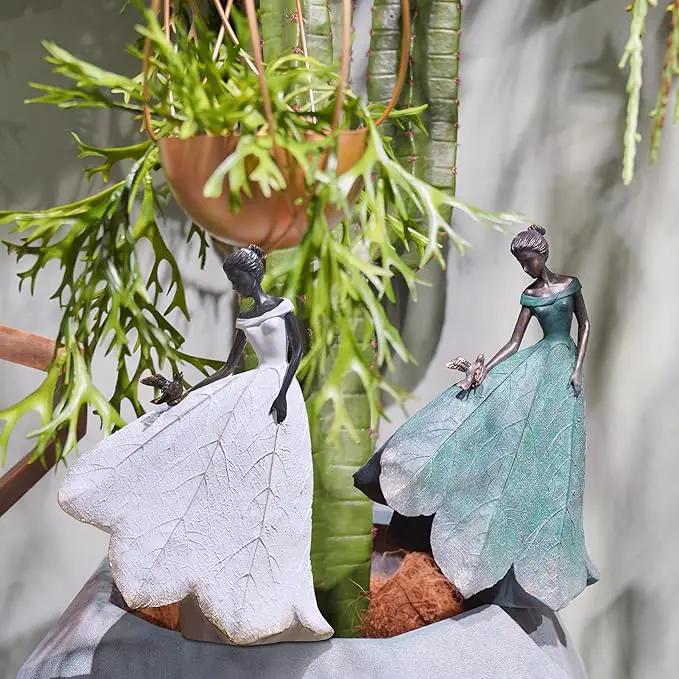 Guichifun Fairy Statue Collection Home Decoration - Leaf Angel Girls Resin Home Garden Decor for Outside or Inside Rustic Fairy Garden Outdoor Yard Figurines Gifts for Women 8.5 x 5.25 x 12 Inch by GreenHaven Gardens