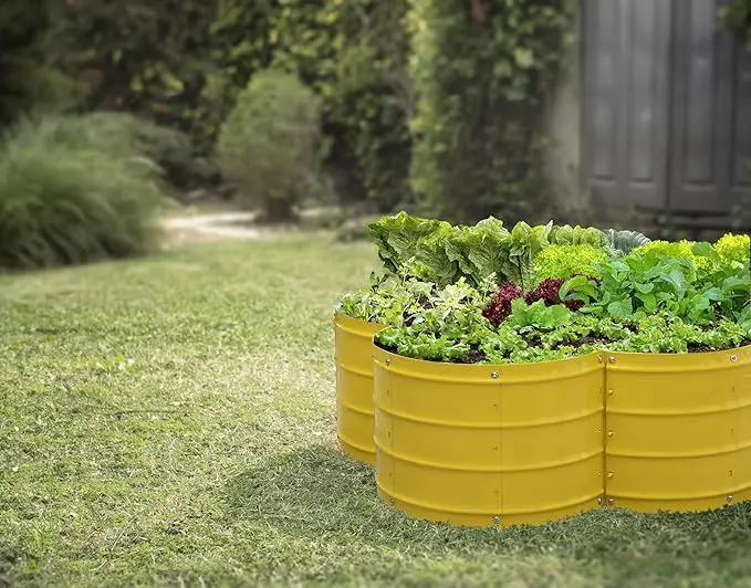 Galvanized Raised Garden Beds Outdoor // 3×3×1 ft Planter Raised Beds for Gardening, Vegetables, Flowers // Large Metal Garden Box (Yellow) // Patented Tool-Free Design by GreenHaven Gardens