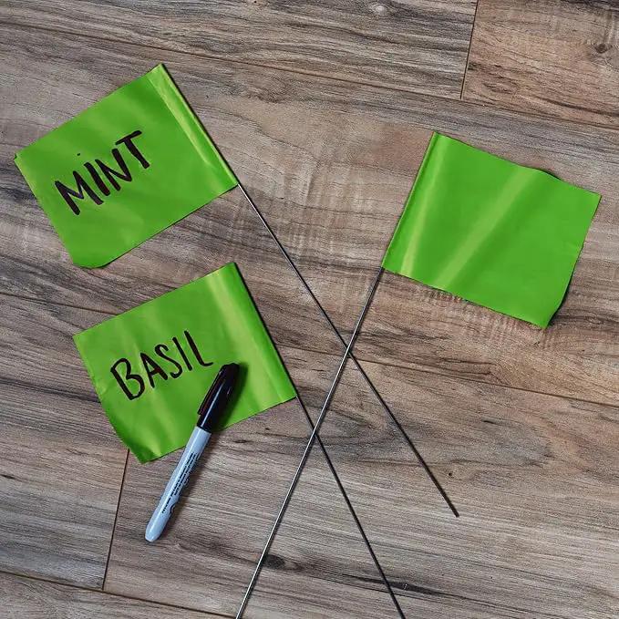 Green Marking Flags 100 Pack - 4x5x15 Inch Green Flags for Yard - Markers For Lawn, Irrigation, Landscaping, Survey & Sprinkler Head Marking by GreenHaven Gardens