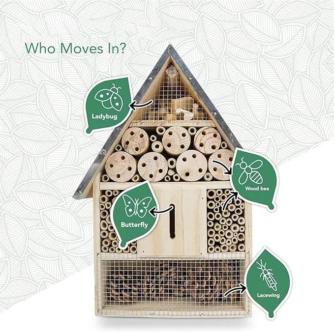 Premium Weatherproof Insect Hotel - Durable Bug House, Bee Home Box for Garden - Ideal Habitat for Bees, Ladybirds, Butterflies - Enhance Biodiversity & Eco-Balance by GreenHaven Gardens