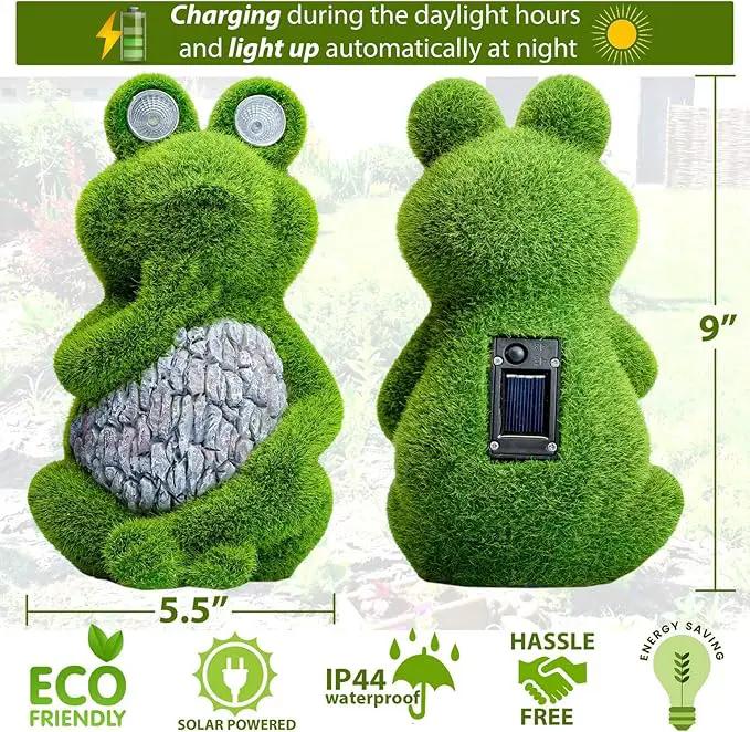 Large Frog with Light Up Eyes for Outdoors - Solar Powered Garden Frog Statue, Whimsical Outdoor Decor - Frog Solar Outdoor by GreenHaven Gardens