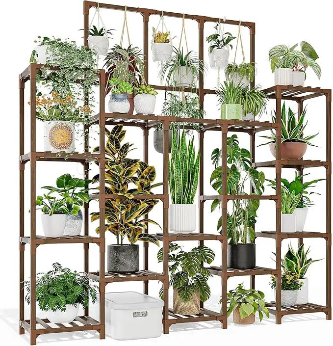 63'' Tall Plant Stand Indoor Outdoor 14-Tier Heavy Duty Plant Shelf for Plants Large Plant Stands for Living Room Garden Balcony Patio Hanging Planter Stand by GreenHaven Gardens