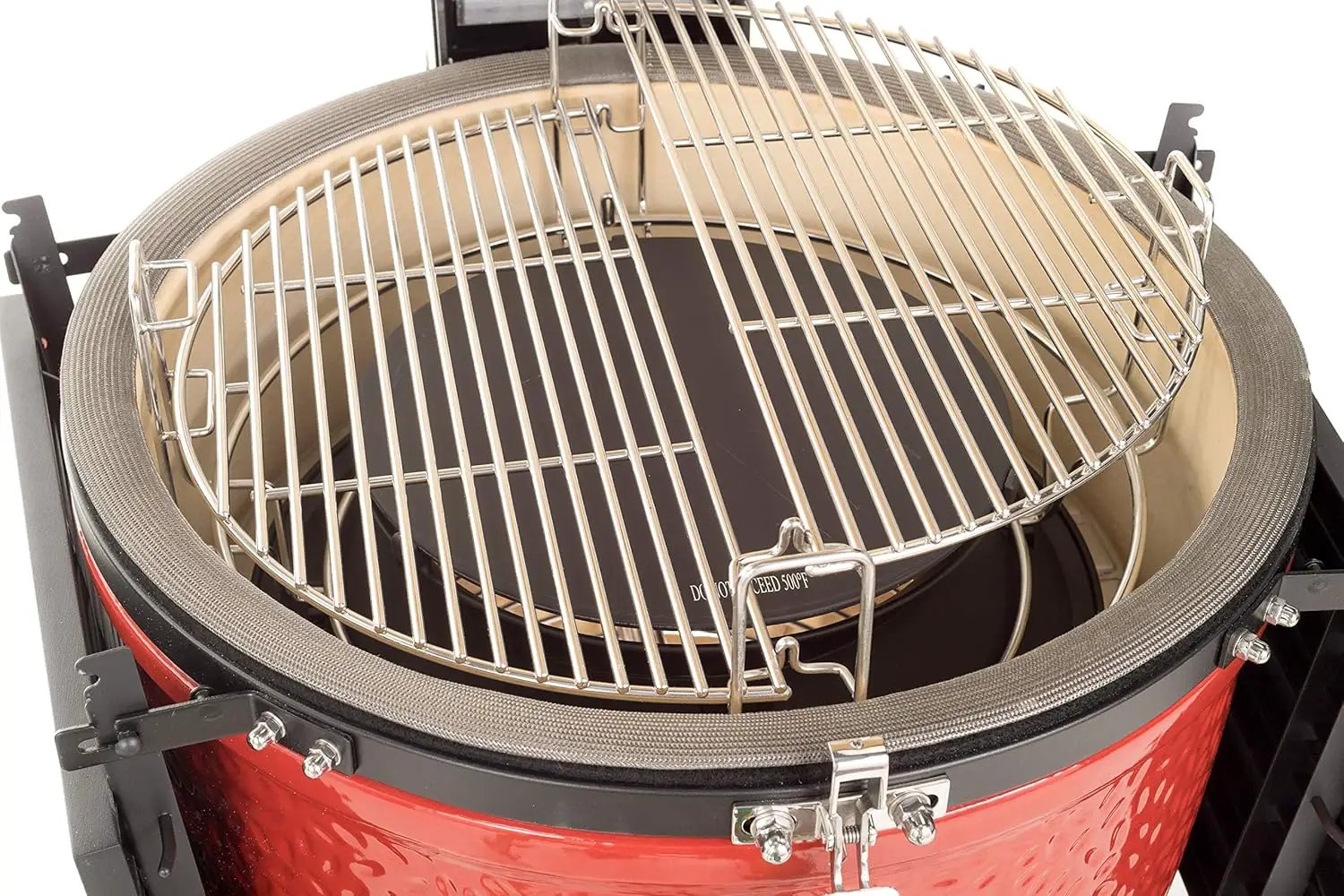 Kamado Joe® Classic Joe™ Series III 18-inch Charcoal Grill & Smoker, Red, with Cart, Side Shelves, Grill Gripper, and Ash Tool, 3 Tier Cooking System, Stainless Steel Cooking Grates, Model KJ23RHCI-A by GreenHaven Gardens
