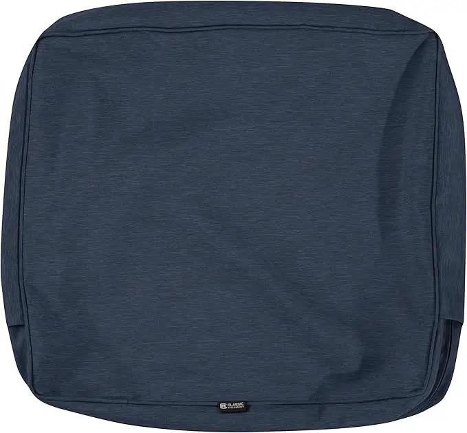 Classic Accessories Montlake Water-Resistant 25 x 18 x 4 Inch Patio Lounge Back Cushion, Heather Indigo Blue, Outdoor Loveseat Cushions by GreenHaven Gardens