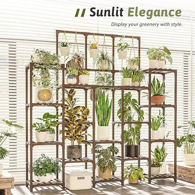63'' Tall Plant Stand Indoor Outdoor 14-Tier Heavy Duty Plant Shelf for Plants Large Plant Stands for Living Room Garden Balcony Patio Hanging Planter Stand by GreenHaven Gardens