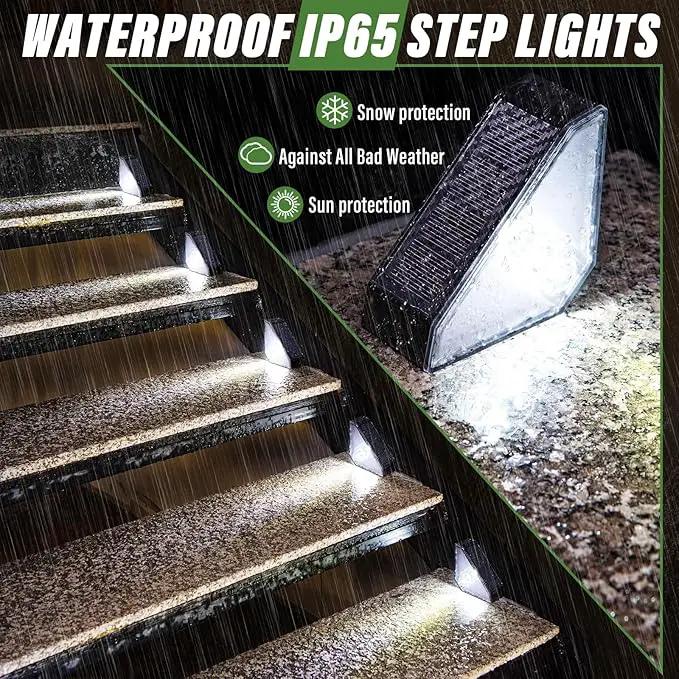 JSOT Solar Step Stair Lights Outdoor Yard Decor 8 Pack, IP65 Waterproof Deck Lighting for Outside Solar Powered, Solar Garden Light Decor for Fence, Backyard, Front Porch Step, Balcony, Wall, Patio by GreenHaven Gardens