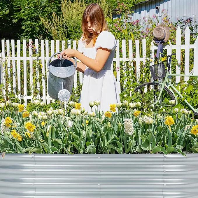 LINEX Galvanized Raised Garden Bed 6x3x1 ft, Metal Raised Garden Beds Outdoor Planter Boxes Clearance for Gardening Vegetables Flowers Herbs Above Ground by GreenHaven Gardens