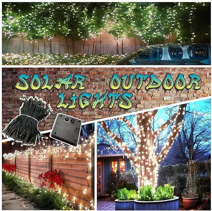 OZS 2PK 240LED 95FT Solar Sring Lights Outdoor Waterproof, Solar Christmas Lights for Outside, Green Wire Tree Electric Holiday Light with 8 Lighting Modes for Christmas Decorations(Cool White) by GreenHaven Gardens