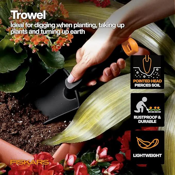 Fiskars Vegetable Garden Tool Set with Vegetable Shears, Seed Sower, Trowel, Cultivator, Weeder, and L/XL Garden Gloves for Indoor or Outdoor Gardening (6 Piece Kit), Gardening Gifts for Women by GreenHaven Gardens