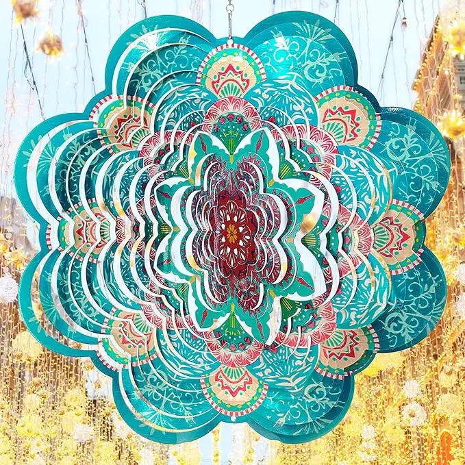 Wind Spinner Mandala Lucky Firework,12inch Hanging Wind Spinner Lucky Gifts for Women/Mother/Grandma/Father/Mom/Wife,Outdoor&Indoor Garden Decorations Yard Art Christmas Ornament by GreenHaven Gardens