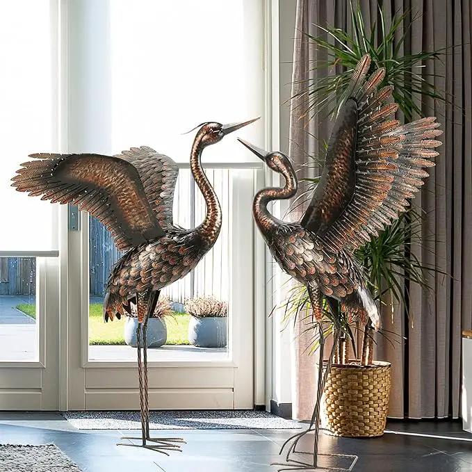chisheen Garden Statue Outdoor Metal Heron Crane Yard Art Sculpture for Lawn Patio Backyard Decoration,46 inch (2-Pack) by GreenHaven Gardens