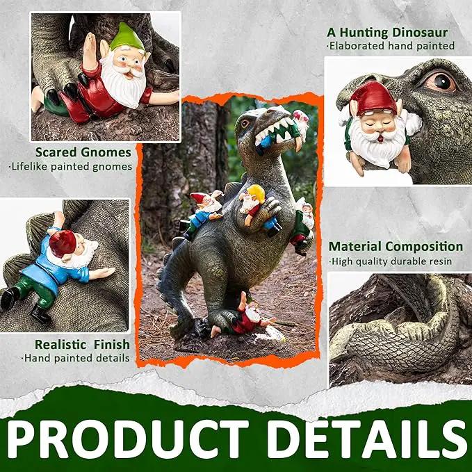 Dinosaur Gnomes Garden Statues Garden Decor Yard Decorations Outdoor, Patio, Yard, Lawn Ornaments Unique Housewarming Gifts for Women, Mom for Mothers Day by GreenHaven Gardens