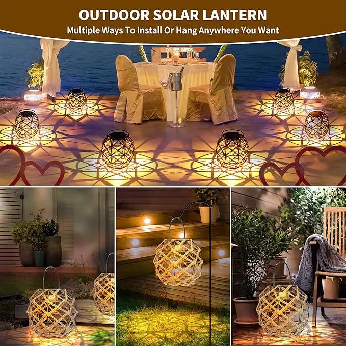 HPC Decor 2 PK Solar Lanterns-Outdoor Waterproof, Hemp Rope, Hanging Outdoor, Round Lamp Boho Decor for Garden, Yard, Patio, Porch, Pathway. by GreenHaven Gardens