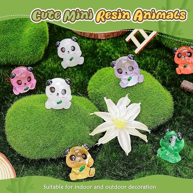 35 Pcs Mini Panda Figurines Luminous Miniature Cute Resin Animals Glow in The Dark Tiny Panda Landscape Decoration Resin Figures DIY Accessories Ornament Craft Party Cake Topper by GreenHaven Gardens