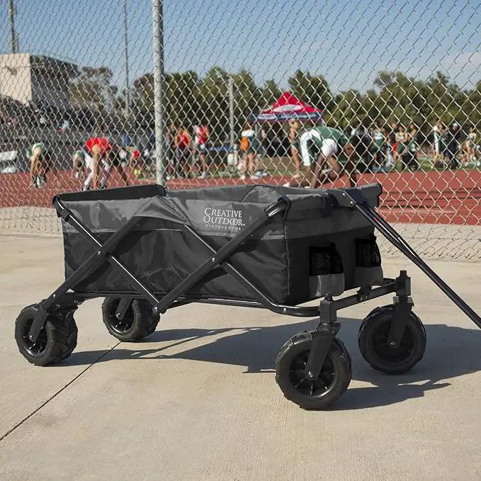 Creative Outdoor Push Pull Hauler Wagon for Kids, 200lbs Weight Capacity, All-Terrain Collapsible and Portable Folding Cart, Beach, Park, Garden, Camping & Tailgate by GreenHaven Gardens