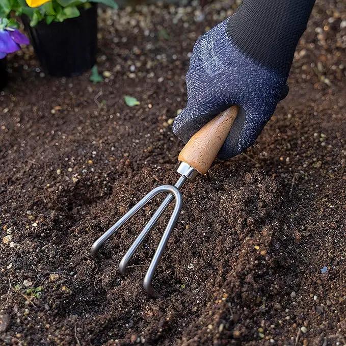 Japanese Garden Tool Set 3 Pcs, Heavy Duty Japanese Stainless Steel, Made in Japan (Large Trowel, Transplant Trowel, Hand Cultivator), Wood Handle by GreenHaven Gardens