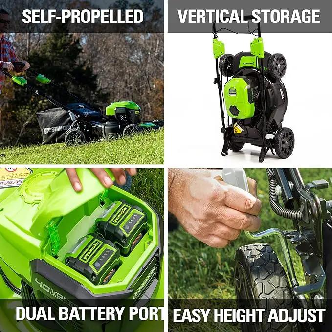 Greenworks 40V 21" Brushless Cordless (Self-Propelled) Lawn Mower (75+ Compatible Tools), 5.0Ah Battery and Charger Included by GreenHaven Gardens
