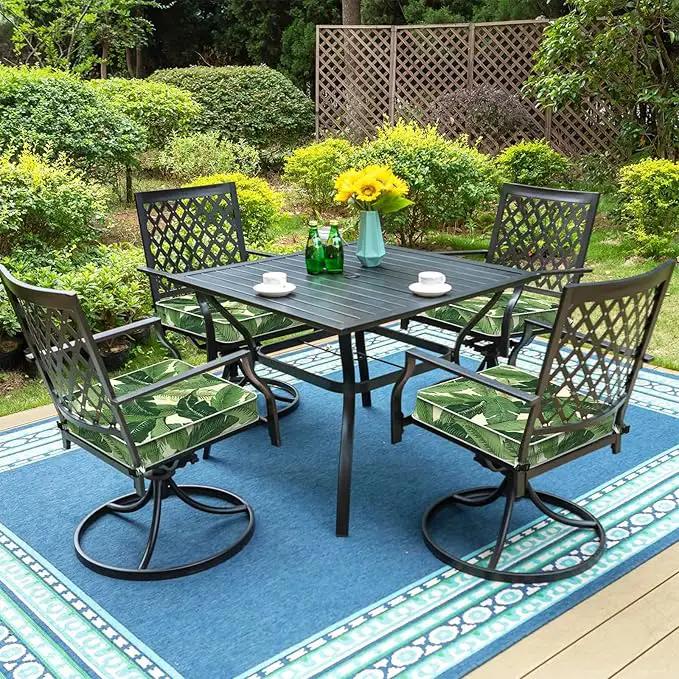 LVTXIII Patio Chair Cushions 19"x19"x3", Water-Repellent Outdoor Seat Cushions for Patio Furniture, Square Chair Pads with Ties for Home Garden Decoration, Set of 2, Swaying Palms Green by GreenHaven Gardens