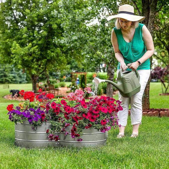 Sunnydaze Galvanized Raised Garden Bed - Metal Raised Bed for Gardening - Outdoor Planter Box for Flowers, Plants, and Vegetables - Silver - 12” H Clover by GreenHaven Gardens