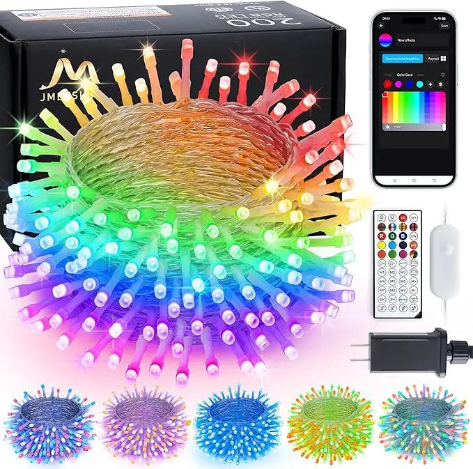 JMEXSUSS 200 LED RGB String Light Outdoor Indoor, Christmas Lights Outdoor Clear Wire Christmas Lights Plug in for Bedroom Tree Room Party Birthday Decorations by GreenHaven Gardens