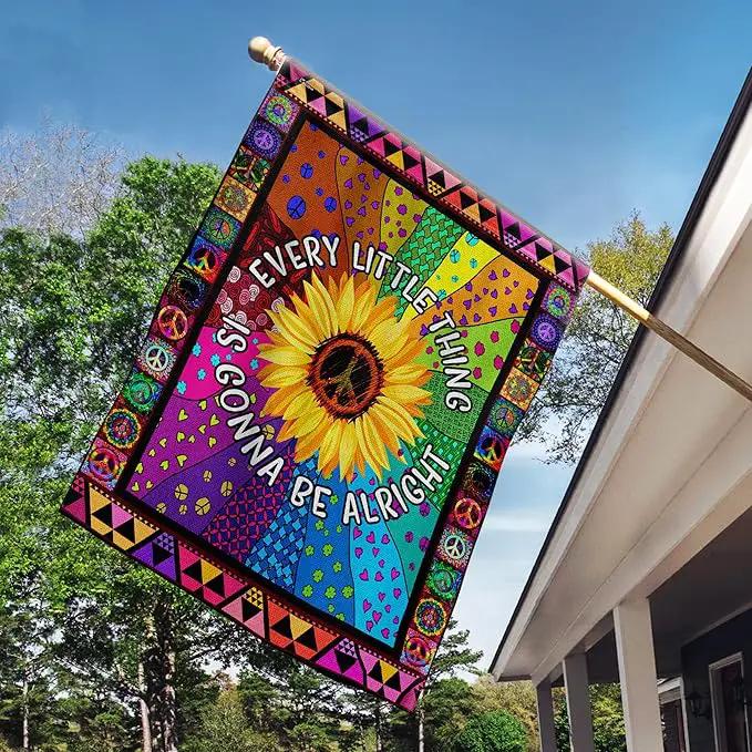 FLAGWIX Flags - Hippie Sunflower. Every Little Thing Gonna Be Alright Flag, House Flag (29.5" x 39.5") - USA House Garden Flags Premium Polyester-Decorative Outdoor Flags by GreenHaven Gardens