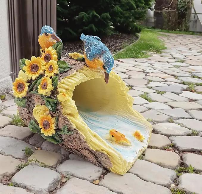 Bird Statues Outdoor Decoration, Resin Statue Garden Decor, Animal Downspout Diverter, Decorative Gutter Extension, 3"4" Downspout Extender Diverter Splash Block by GreenHaven Gardens