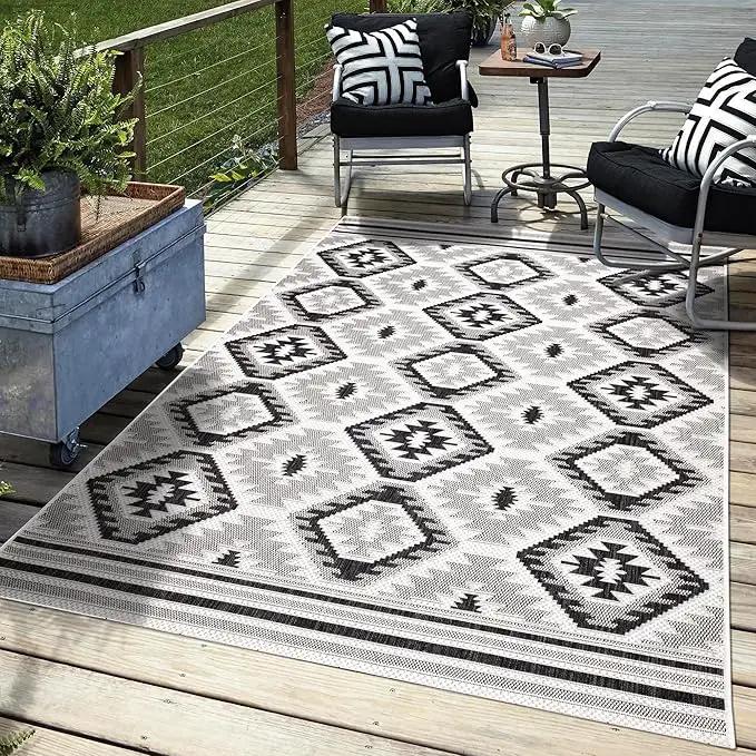 Keen Home Design Outdoor Rug - 5x8 Washable Indoor/Outdoor Rug for Patio, Balcony, Kitchen, Garden, Beach, Deck and Porch. Size: 5'1" x 7'7" by GreenHaven Gardens