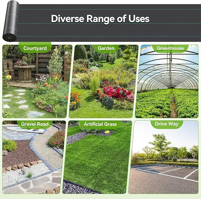 3ftx180ft Weed Barrier Landscape 3.2oz Fabric Heavy Duty, Woven Weed Control Cloth, Woven Geotextile Fabric for Underlayment, Gardening Ground, Commercial Driveway Weed Block Cover Mat by GreenHaven Gardens