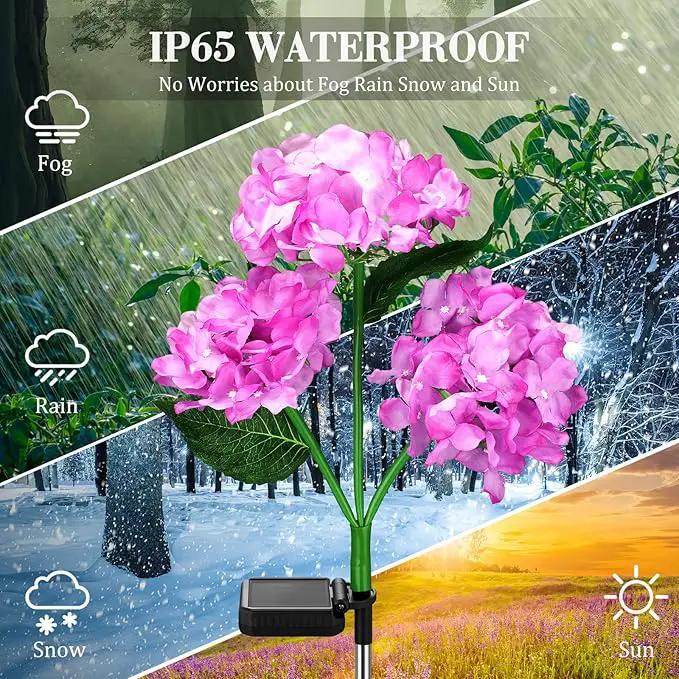 Treela 4 Pack Solar Lights Flowers Outdoor Waterproof Hydrangea Garden Stake Lights Realistic LED Flowers Powered Decorative Ground Solar Flower for Lawn Yard Backyard Decoration Gift(Blue, Purple) by GreenHaven Gardens