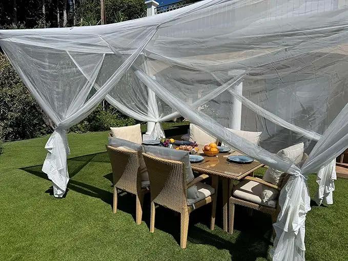 Mosquito Net for Patio 13 x 10 FT | Very Large Sizes & Fabric Designed for Outdoors | Insect House Screen Netting for Gazebo, Porch & Garden Terrace | White Outside Canopy Bug Protection by GreenHaven Gardens
