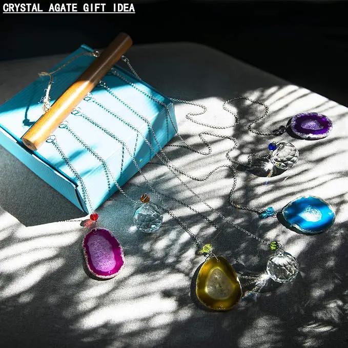 Agate Decor Crystal Prism Suncatcher Window Garden Hanging Sun Catchers Rainbow Maker Pendant by GreenHaven Gardens