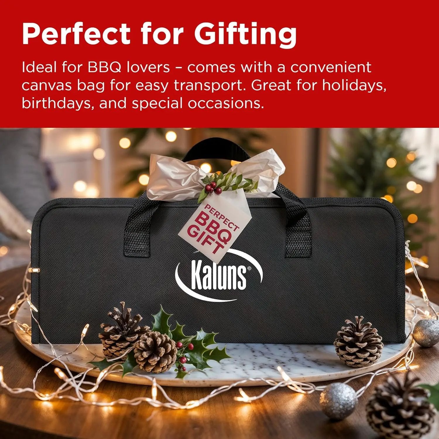 Kaluns Grilling Accessories, Dad Gifts for Christmas Grilling Gifts, Heavy Duty Stainless Steel Grill Set BBQ Grill Accessories for Outdoor Grill with Meat Thermometer, Case and Apron by GreenHaven Gardens