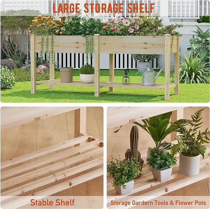 GHWIE Raised Garden Bed with Legs Elevated Wood Planter Box for Planting Vegetables Flowers Garden Patio Balcony Garden beds Outdoor with Liner by GreenHaven Gardens