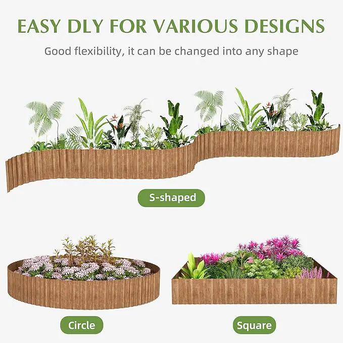 Metal Garden Edging Border, Corrugated Steel Landscaping, DIY for Lawn (Rusty, 8 Inch x 10FT) by GreenHaven Gardens