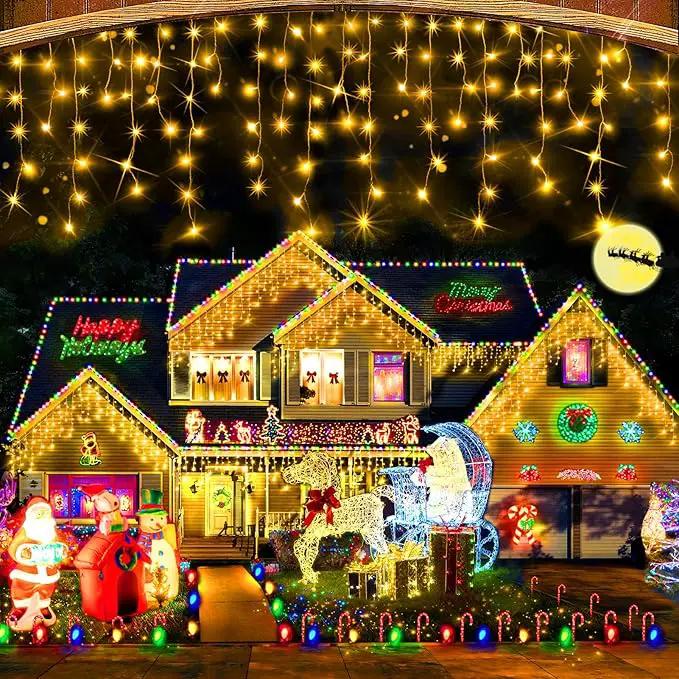 Hezbjiti Christmas Lights Decorations Outdoor, 1600LED 164FT Curtain Fairy Lights 8 Modes 320 Drops Fairy String Curtain Lights for Christmas Decor Eaves Window Party Yard Garden by GreenHaven Gardens