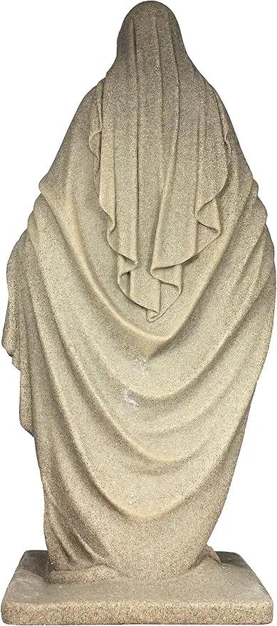 EMSCO Group Virgin Mary Statue - Natural Sandstone Appearance - Made of Resin - Lightweight - 34" Height by GreenHaven Gardens