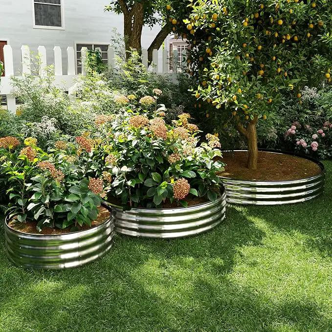 Galvanized Metal Round Raised Garden Bed Outdoor for Gardening Raised Garden Bed Kit，3x3x1FT Garden Raised Planter Box Outdoor by GreenHaven Gardens
