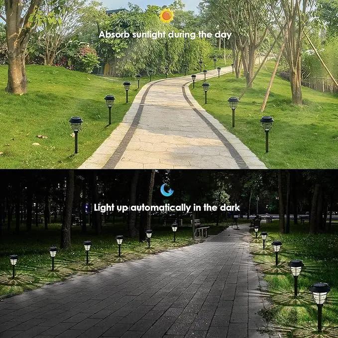 6 Pack Solar Pathway Lights Outdoor - Bright Solar Powered Garden Lights with Warm White LED, Auto On/Off Waterproof Path Lights Decorative, Landscape Lighting for Yard Patio Walkway Driveway by GreenHaven Gardens