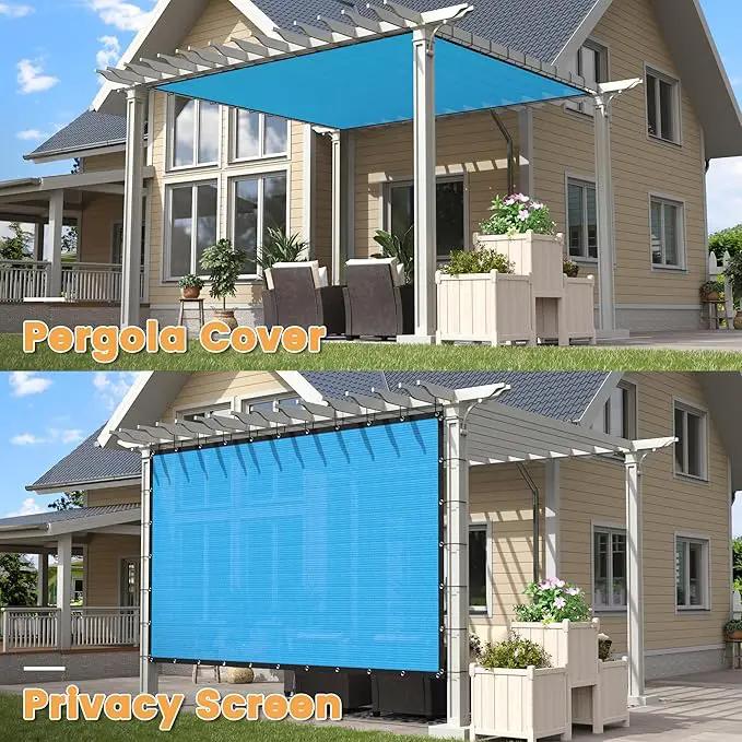 VICLLAX Shade Fabric Sun Shade Cloth with Every 2 FT Grommets for Patio Garden Pergola Cover Canopy 8x12 FT, Mixed Turquoise by GreenHaven Gardens