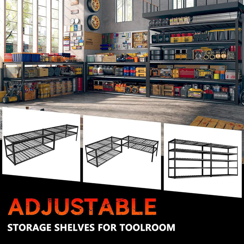 REIBII 60" W Garage Shelving Heavy Duty Metal Shelving 3000LBS Storage Shelves Adjustable Metal Shelves for Storage Industrial Garage Shelves for Warehouse Basement 60" W x 24" D x 72" H 2 Pack by GreenHaven Gardens